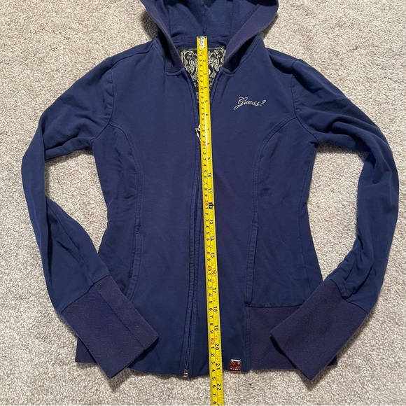 SOLD GUESS navy blue y2k vintage zip up tight fit jacket - Picture 7 of 8